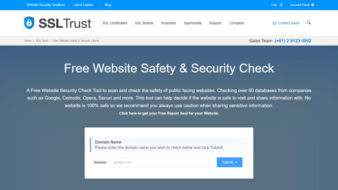 Free Website Safety & Security Check - SSLTrust