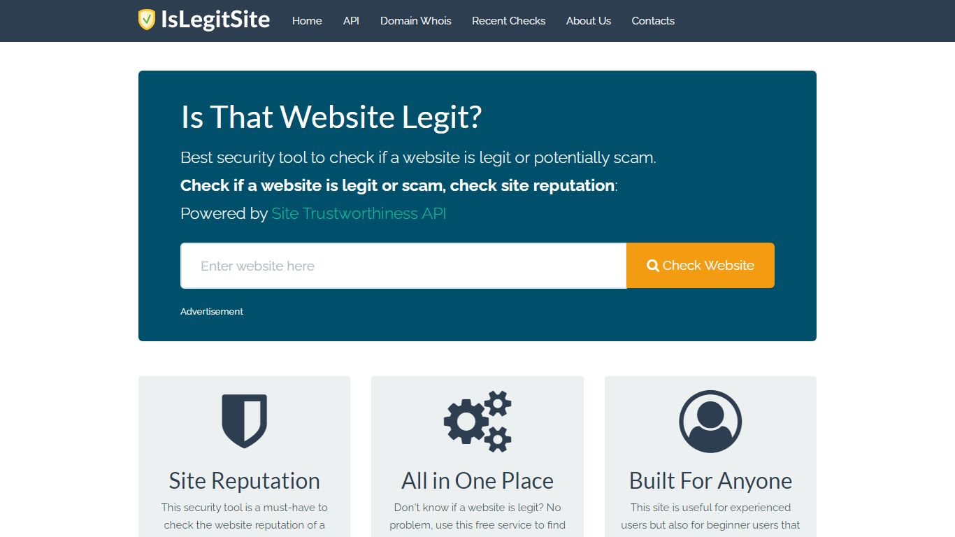 Check if Website is Legit or Scam, Check Site Reputation | IsLegitSite